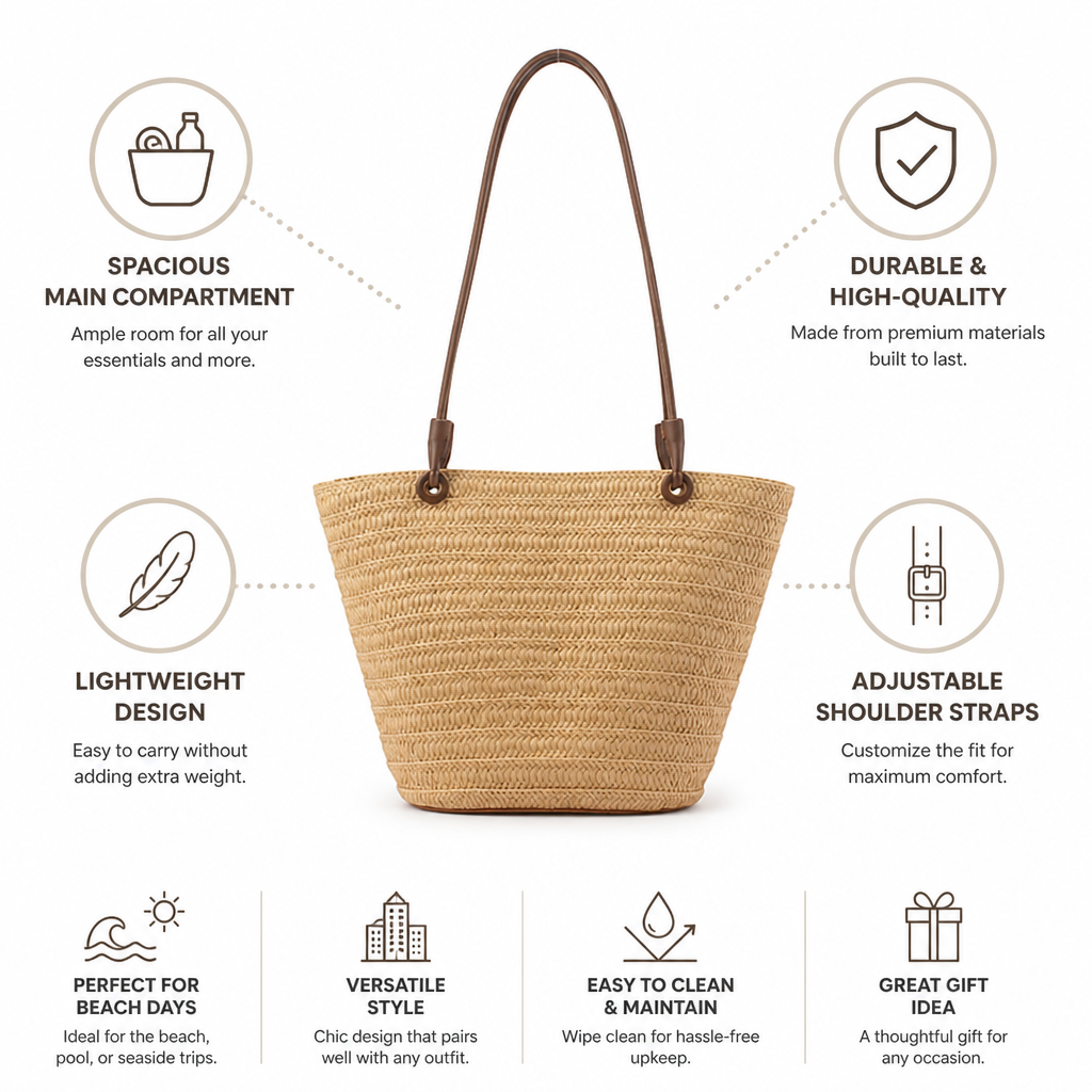 Spacious Lightweight Durable Beach Tote