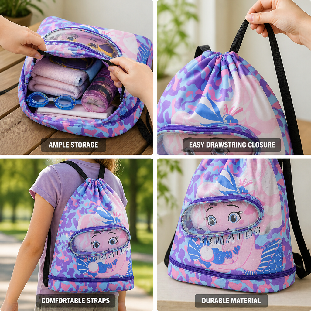Spacious & Lightweight Kids Drawstring Backpack (Astronaut Graphic)