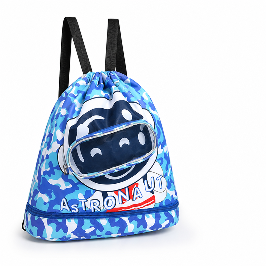 Spacious & Lightweight Kids Drawstring Backpack (Astronaut Graphic)
