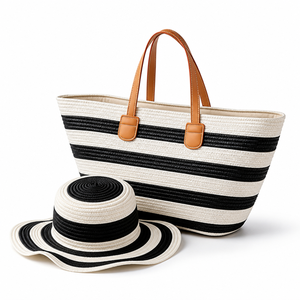 Spacious Lightweight Sun-Protective Beach Bag & Hat Set