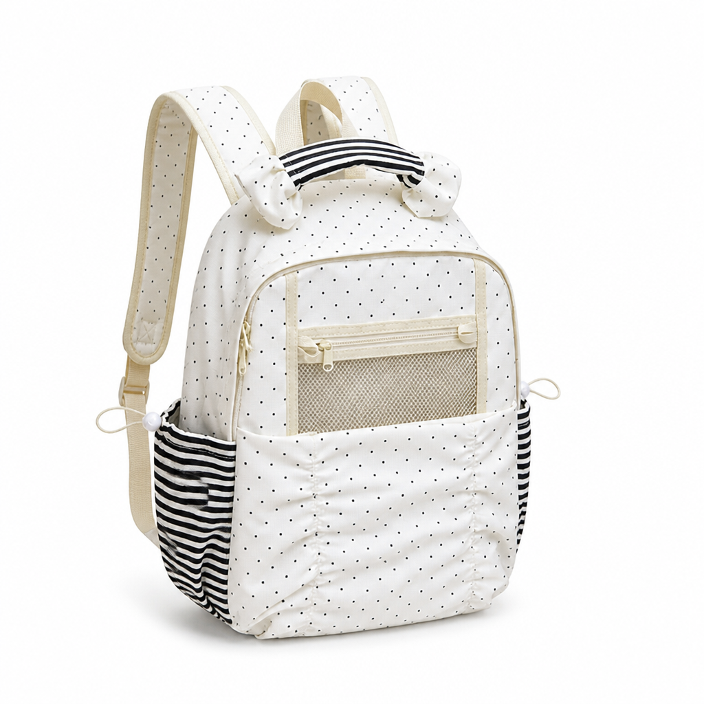 Spacious Polka Dot School Backpack (Padded Adjustable Straps)