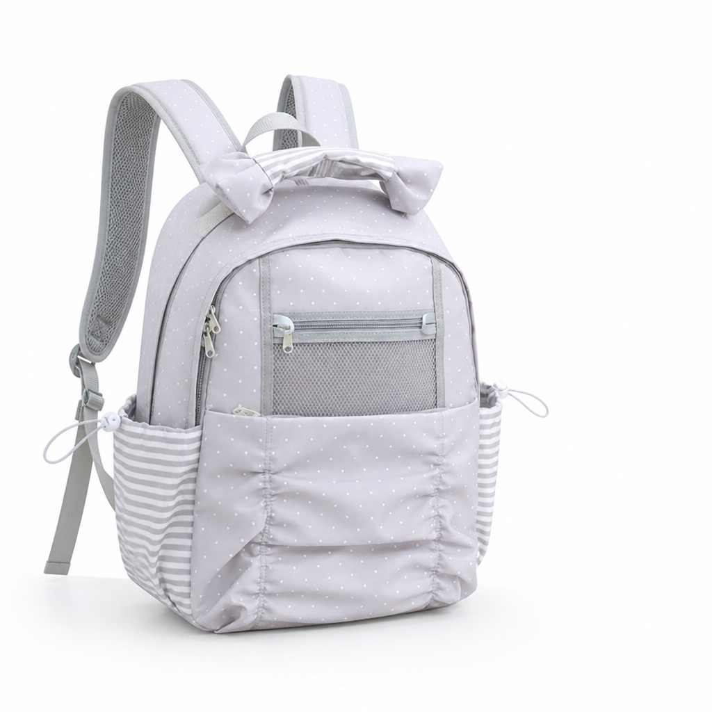 Spacious Polka Dot School Backpack (Padded Adjustable Straps)