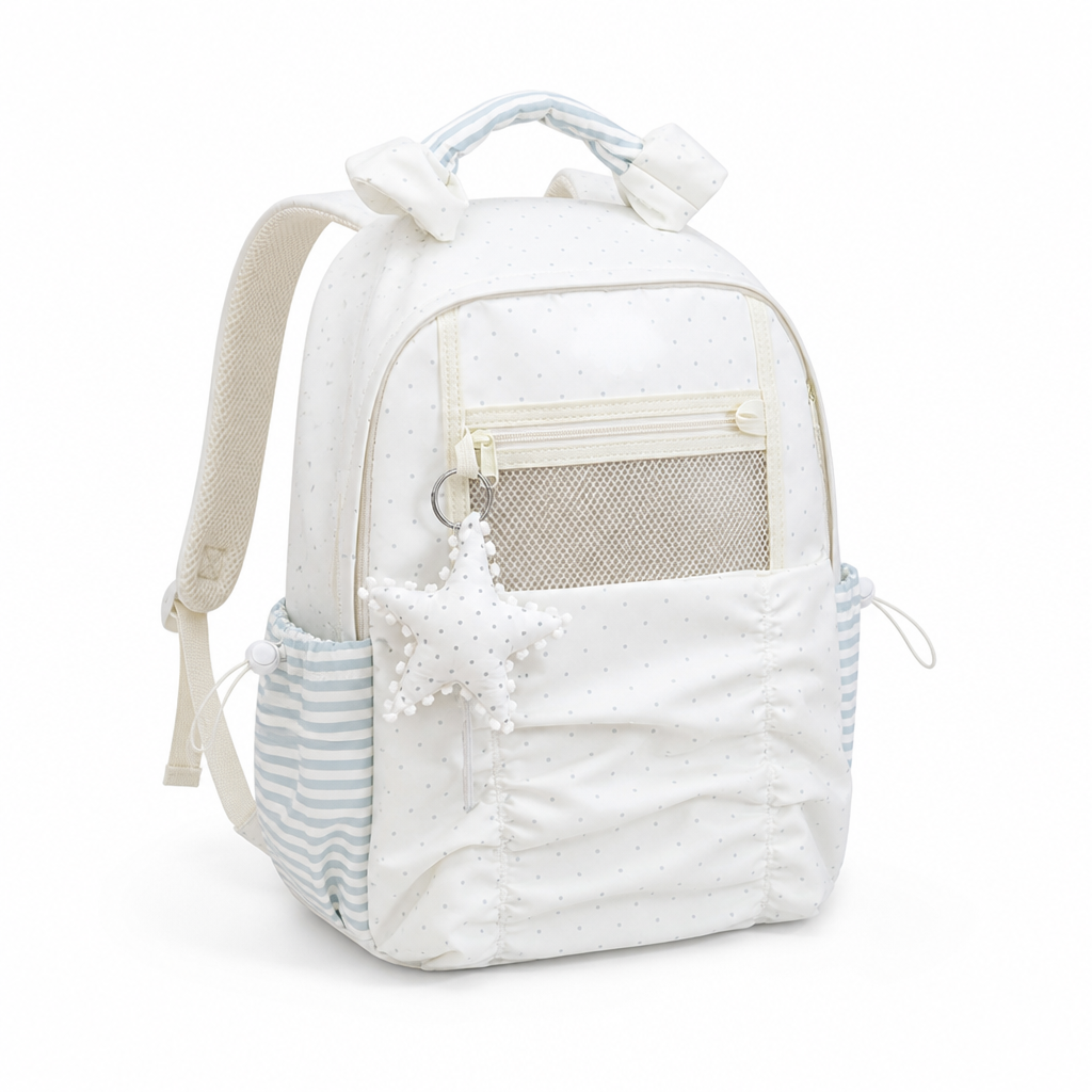 Spacious Polka Dot School Backpack (Padded Adjustable Straps)