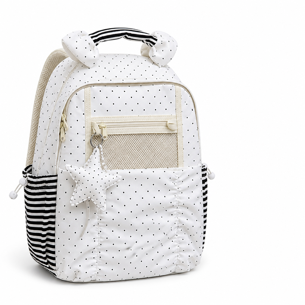 Spacious Polka Dot School Backpack (Padded Adjustable Straps)