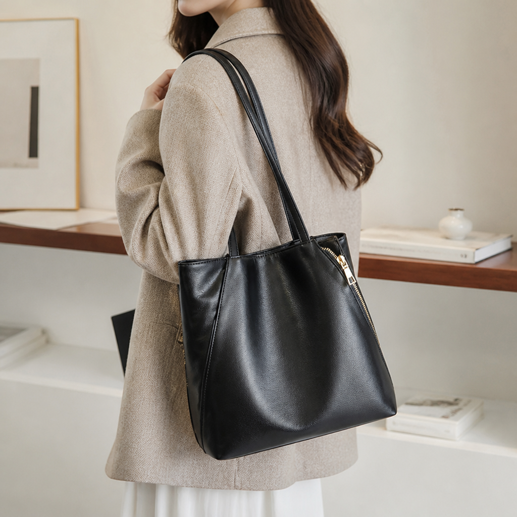 Spacious Premium Faux Leather Tote Bag