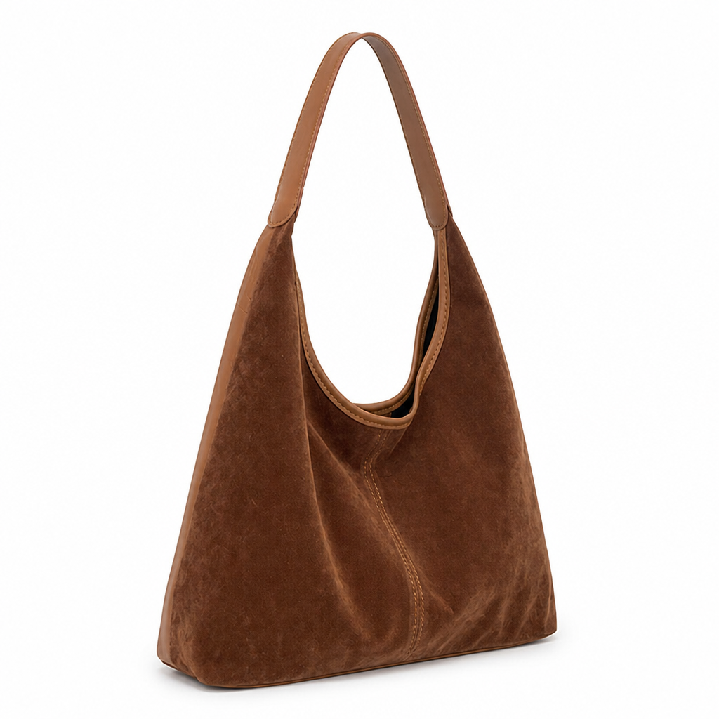 Spacious Suede Shoulder Hobo Bag