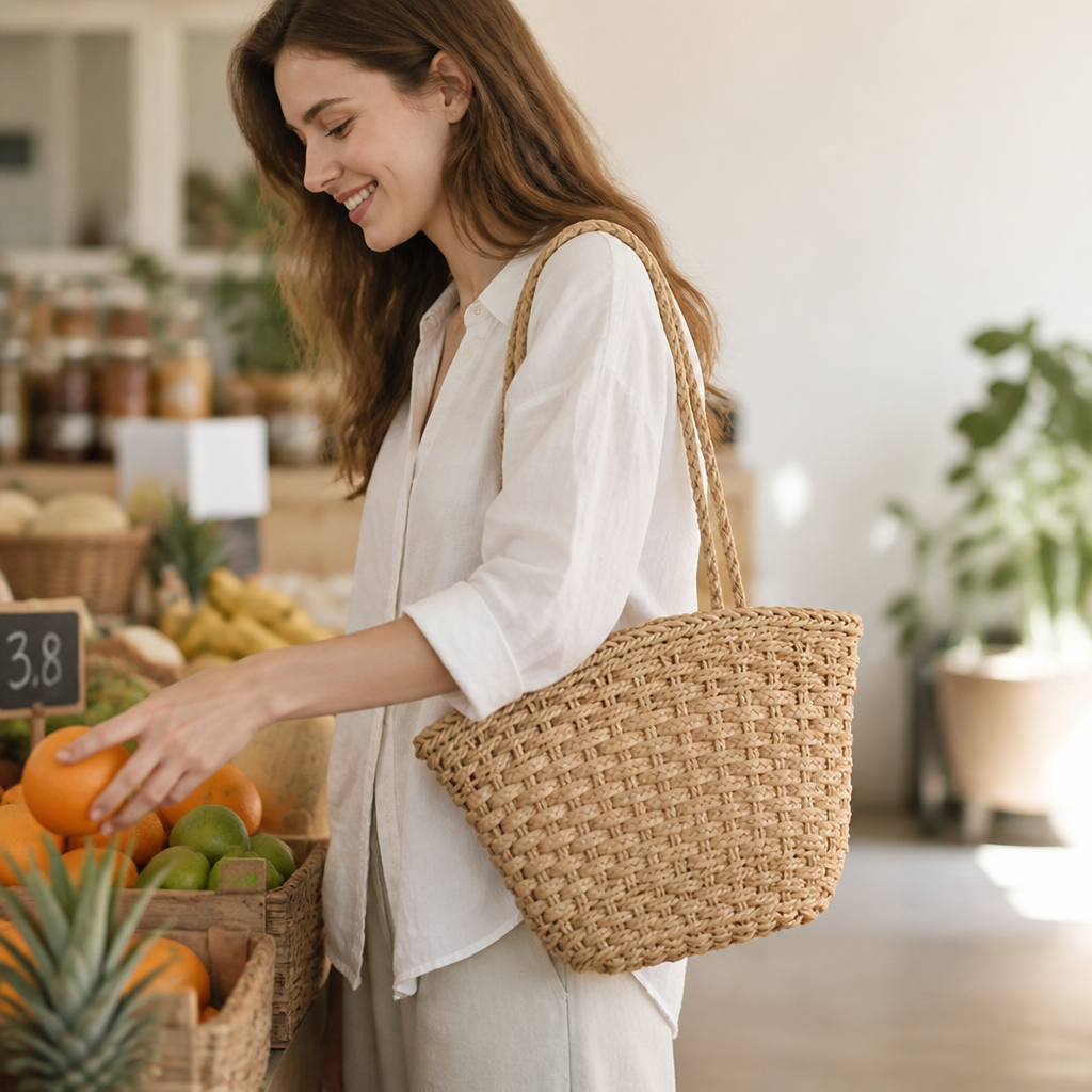 Spacious & Sustainable Woven Shopping Bag