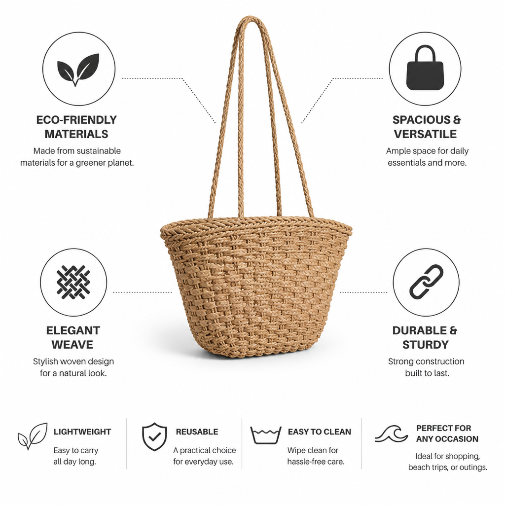 Spacious & Sustainable Woven Shopping Bag