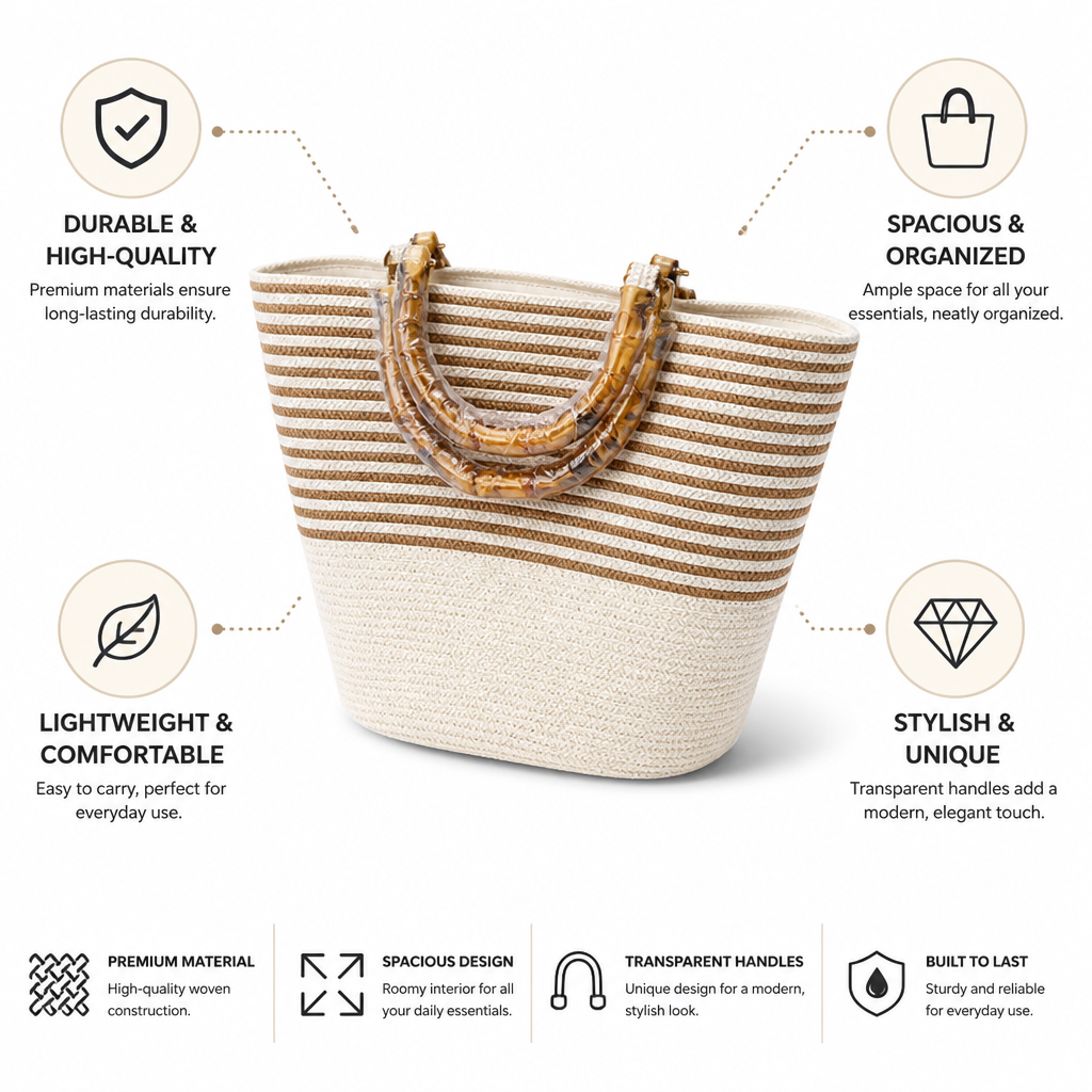 Spacious Transparent-Handle Handbag