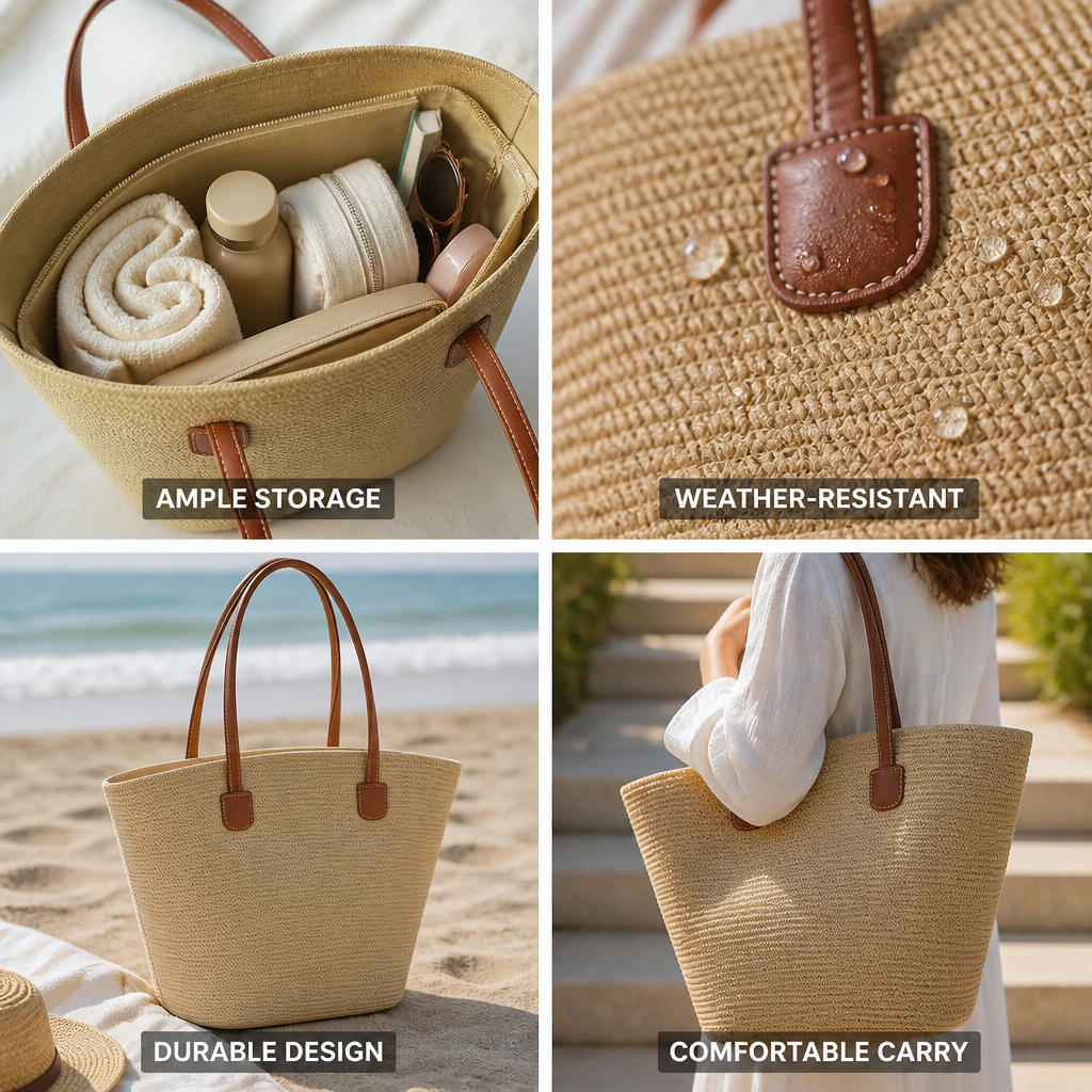 Spacious Weather-Resistant Beach Bag (Ergonomic Handles)