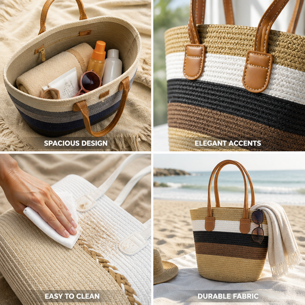 Spacious Wipe-Clean Fabric Beach Bag (Medium)