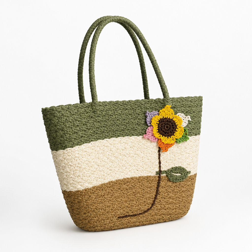 Spacious Woven Straw Beach Tote (45×28×14 cm)