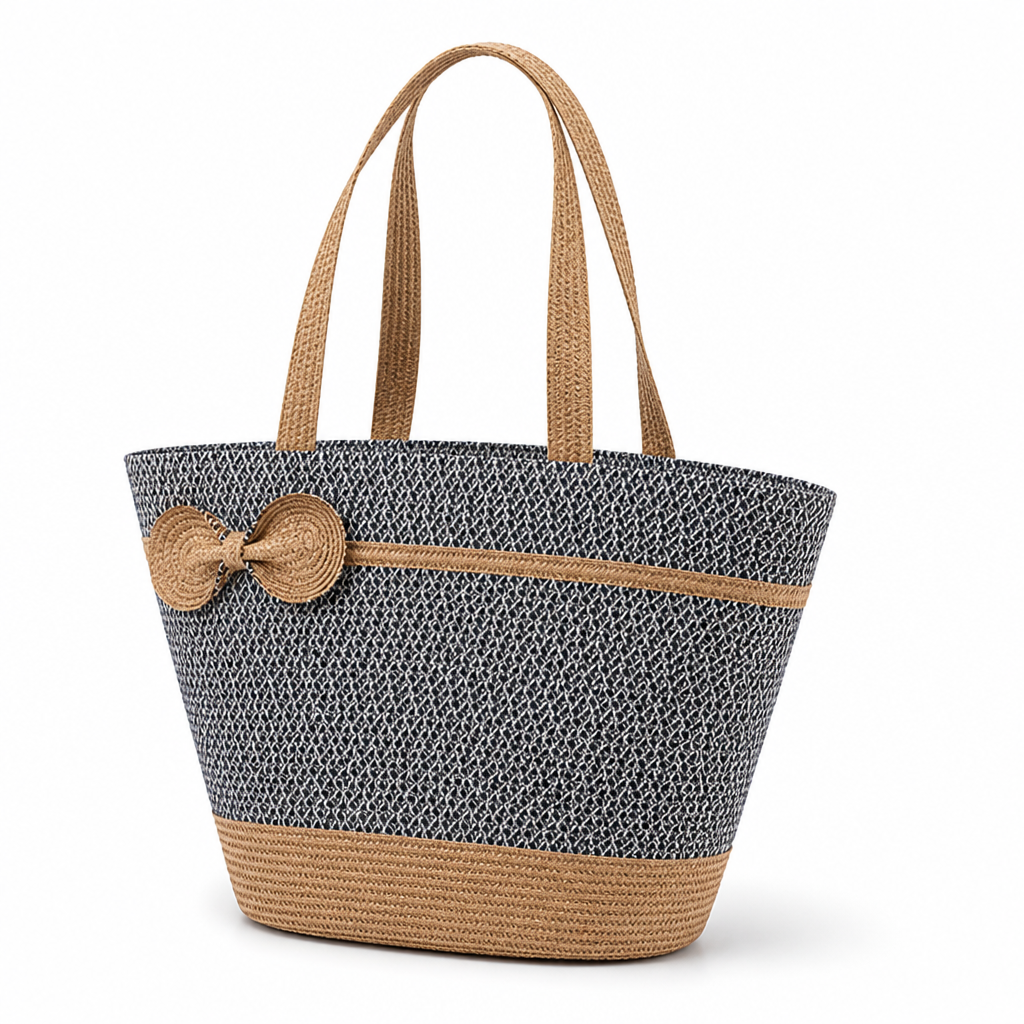 Spacious Woven Straw Beach Tote (45×28×14 cm)