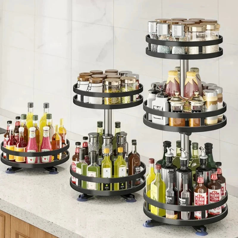 Spice Rack Organizer 360° Rotating Adjustable Stainless Steel