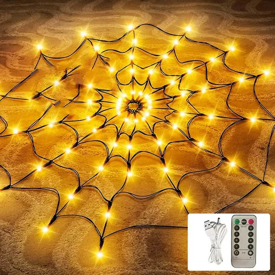 Spider Web Lights Purple LEDs Remote & 8 Modes