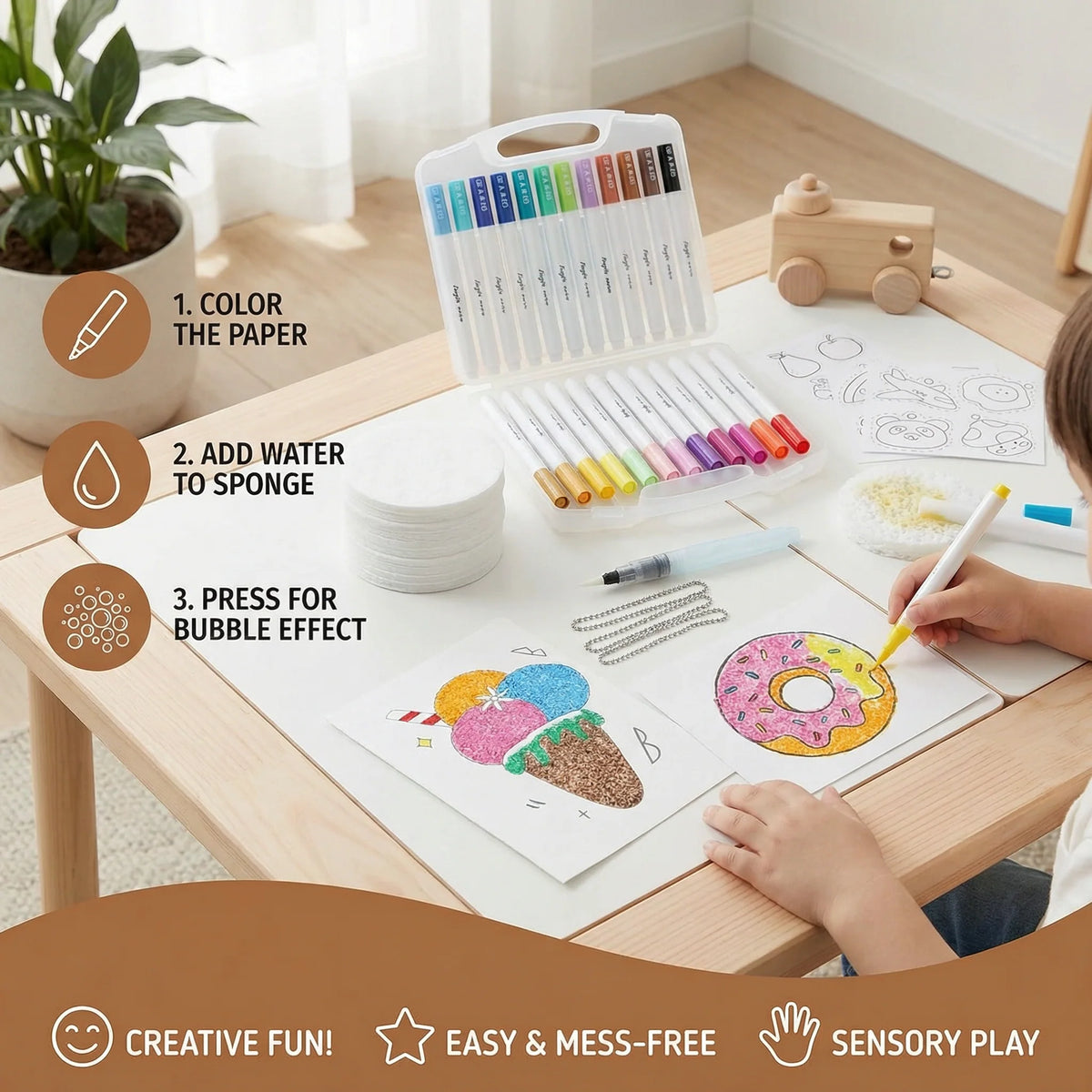 Sponge Stamp Set Bubble Texture Multiple Shapes No Mess