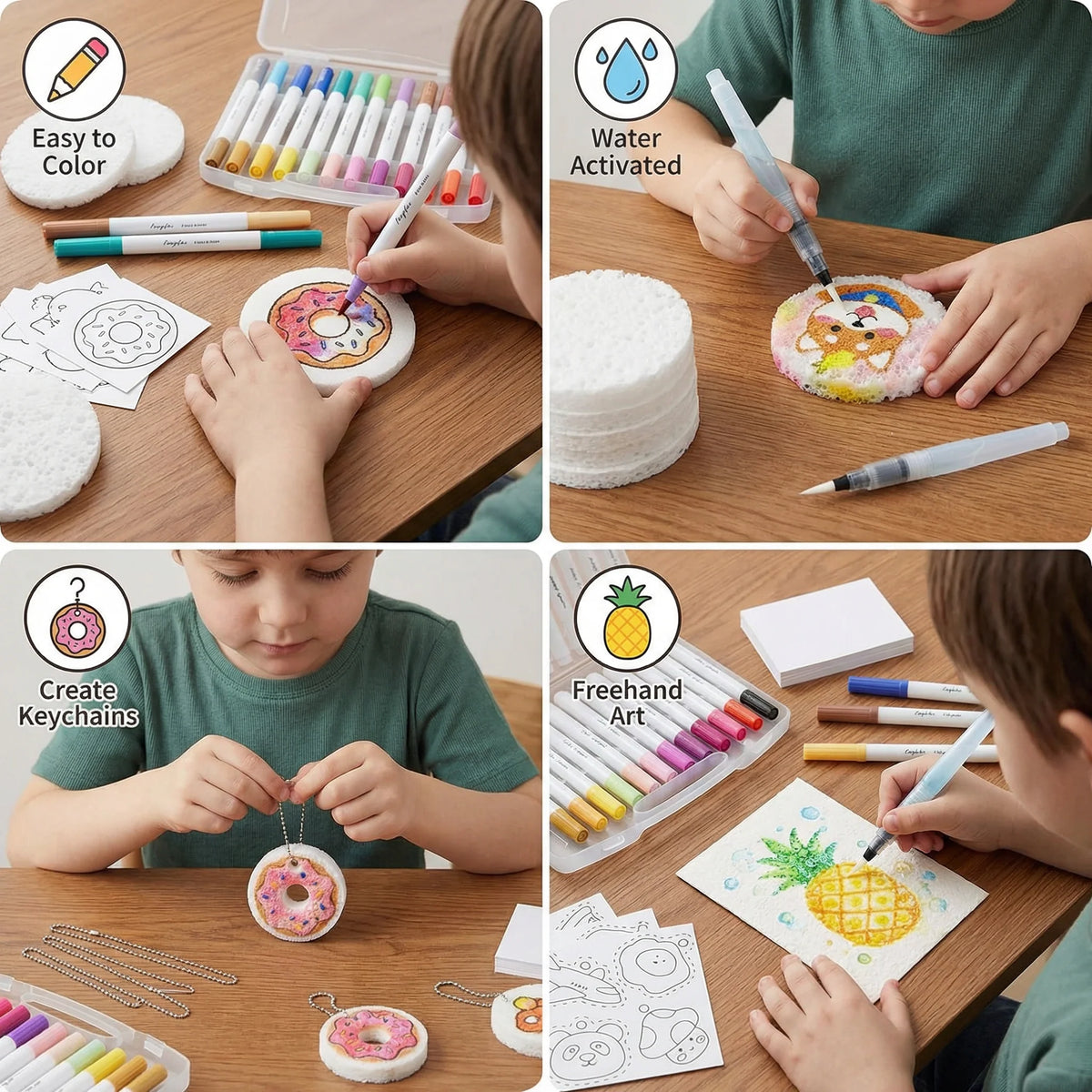 Sponge Stamp Set Bubble Texture Multiple Shapes No Mess