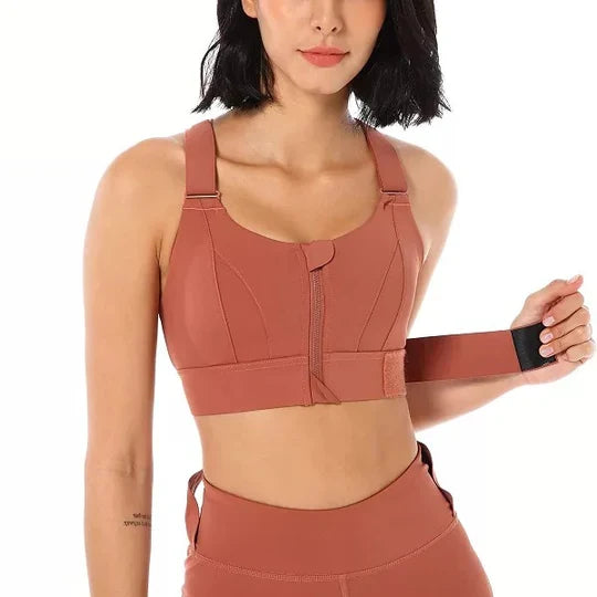 Sports Bra High-Support Front Zip Moisture-Wicking