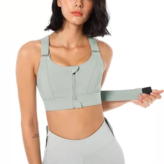 Sports Bra High-Support Front Zip Moisture-Wicking