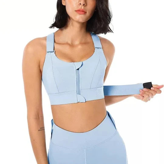 Sports Bra High-Support Front Zip Moisture-Wicking