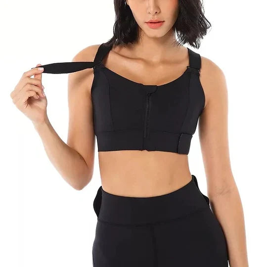 Sports Bra High-Support Front Zip Moisture-Wicking