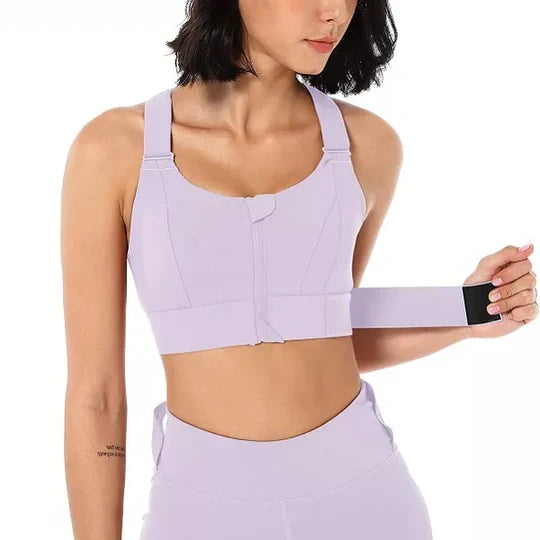 Sports Bra High-Support Front Zip Moisture-Wicking