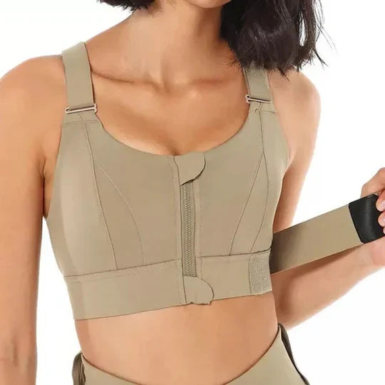 Sports Bra High-Support Front Zip Moisture-Wicking