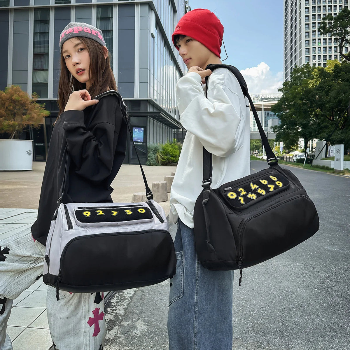 Sports Duffel Bag Water-Resistant Multiple Compartments Adjustable Strap