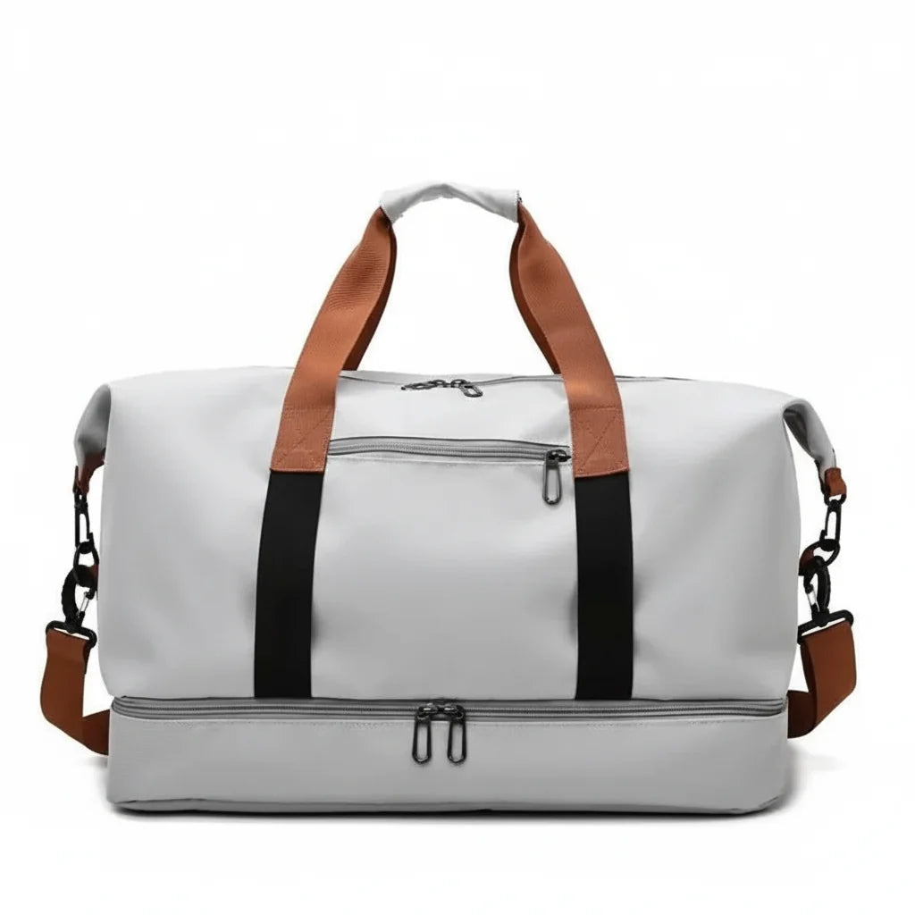 Sports Duffle Bag Separate Shoe & Wet-Dry Compartments Trolley Sleeve