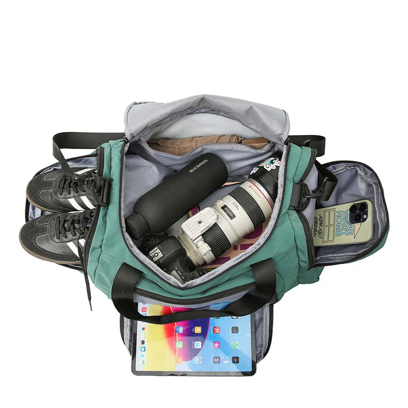 Sports Duffle Bag Spacious Multiple Pockets Adjustable Shoulder Strap