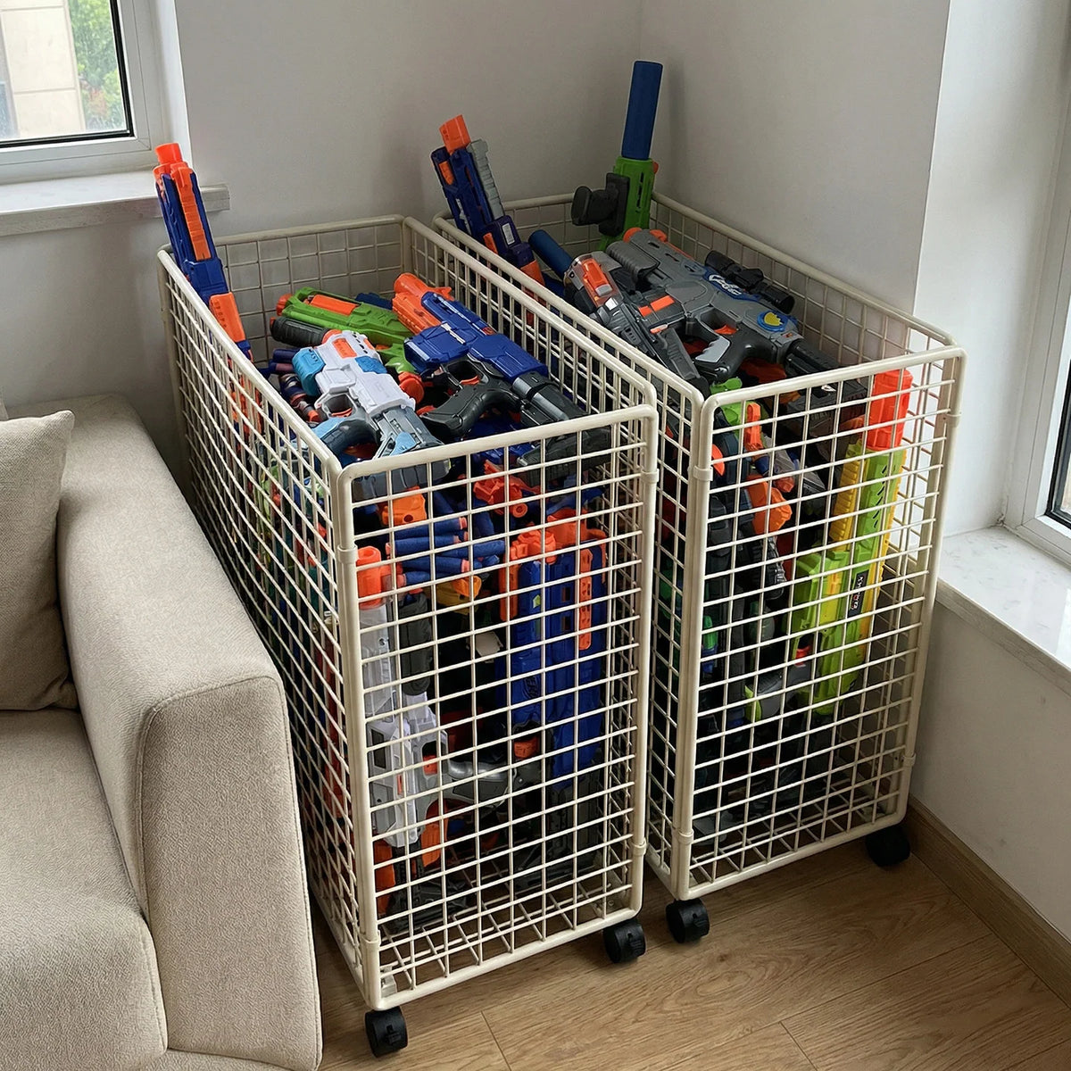 Sports Equipment Storage Cart Slim Wire Rolling Casters
