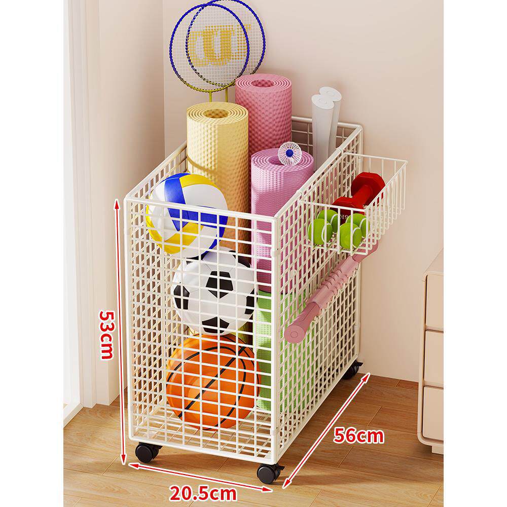 Sports Equipment Storage Cart Slim Wire Rolling Casters