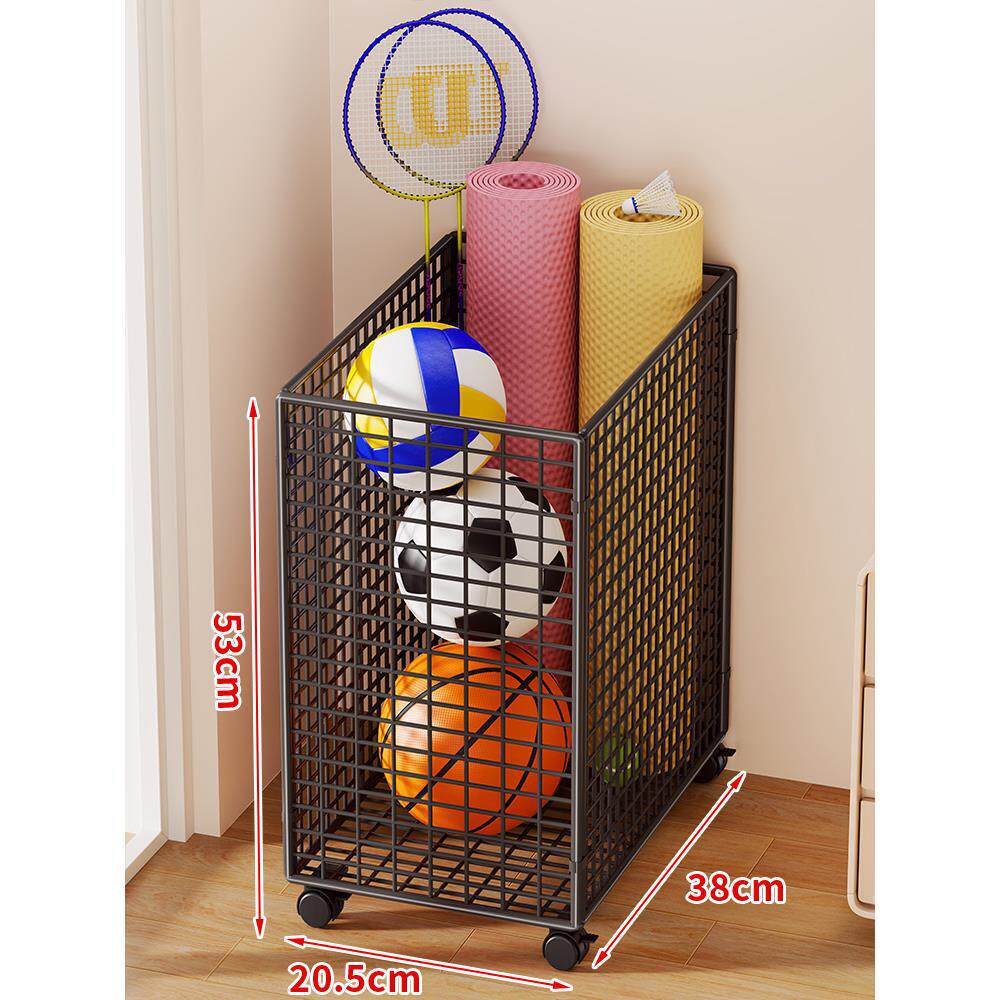 Sports Equipment Storage Cart Slim Wire Rolling Casters