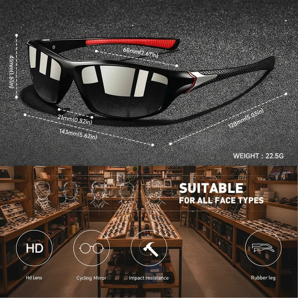 Sports Sunglasses Polarized Wraparound UV400 Protection Secure Fit