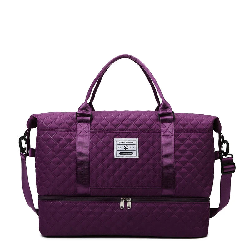 Sports Travel Bag Waterproof Spacious Quilted Detachable Strap