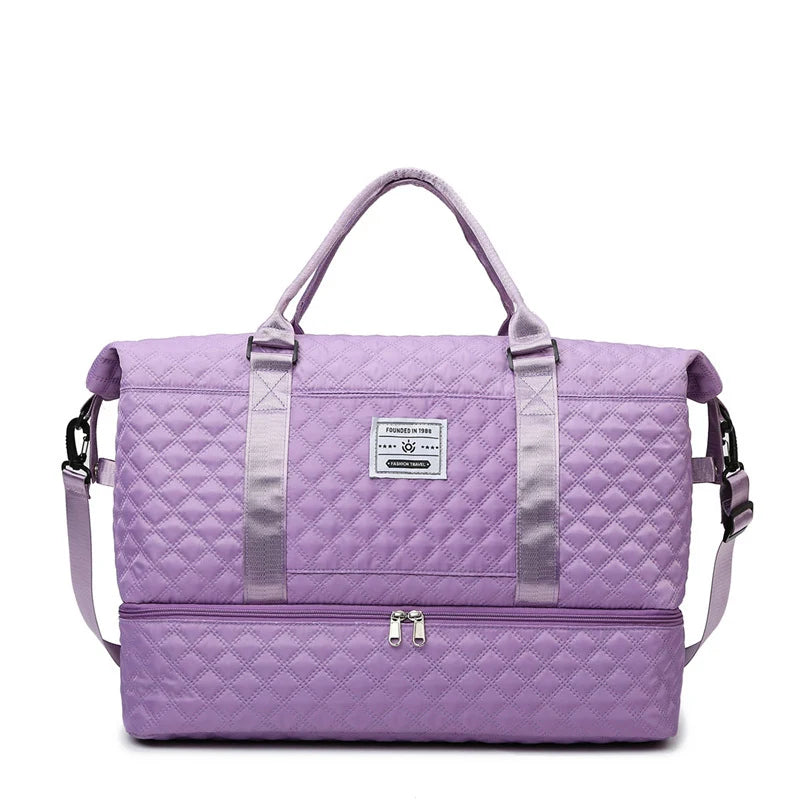 Sports Travel Bag Waterproof Spacious Quilted Detachable Strap