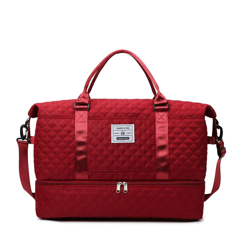 Sports Travel Bag Waterproof Spacious Quilted Detachable Strap