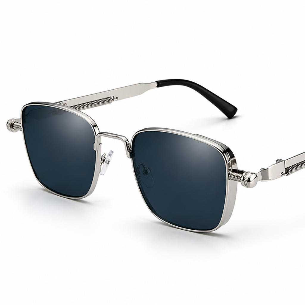 Square Metal Frame UV400 Mirror Lenses Sunglasses