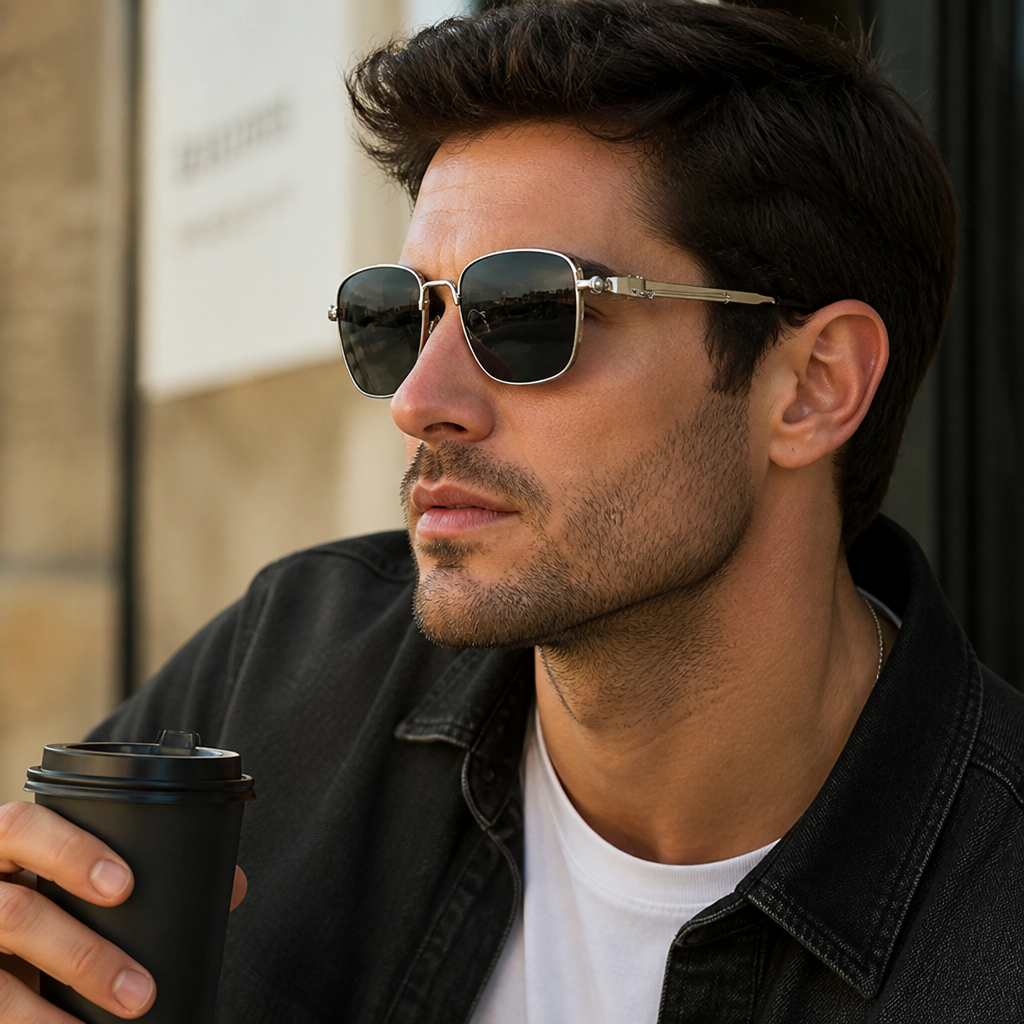 Square Metal Frame UV400 Mirror Lenses Sunglasses