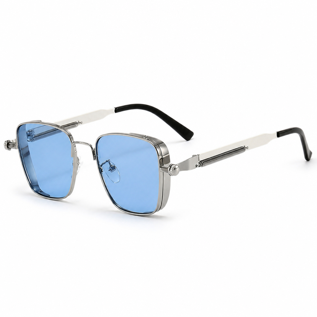 Square Metal Frame UV400 Mirror Lenses Sunglasses