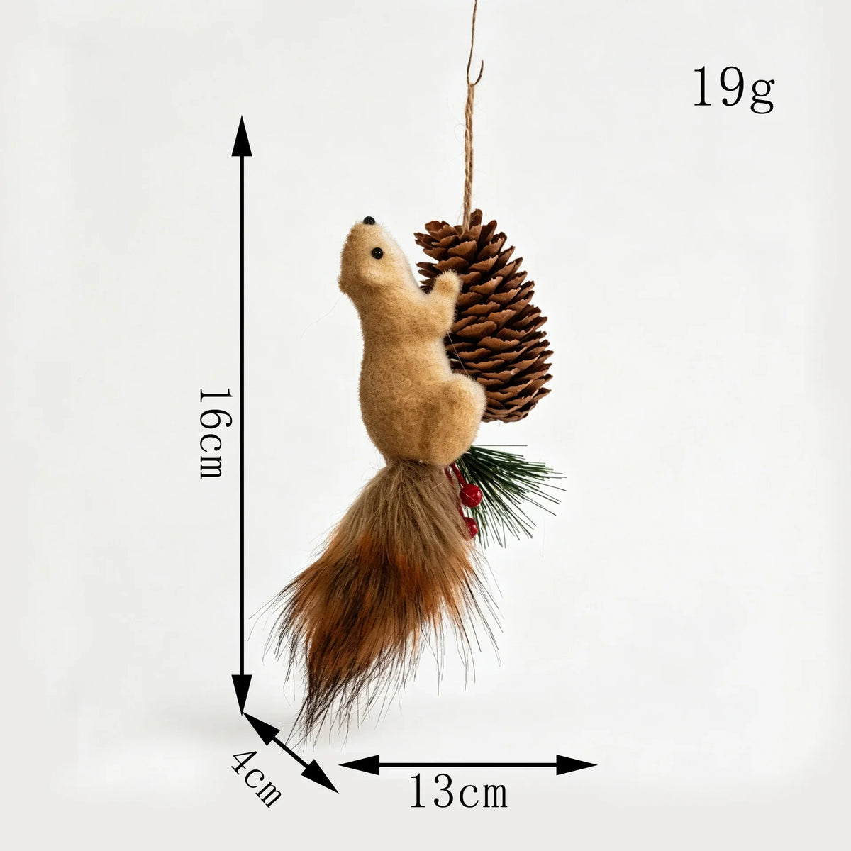 Squirrel Figurine Handcrafted Felt & Wood Lifelike Detail