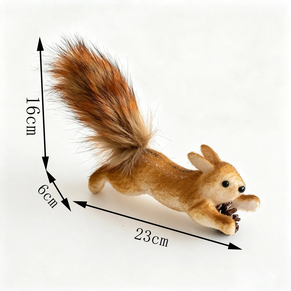 Squirrel Figurine Lifelike Felt & Wood