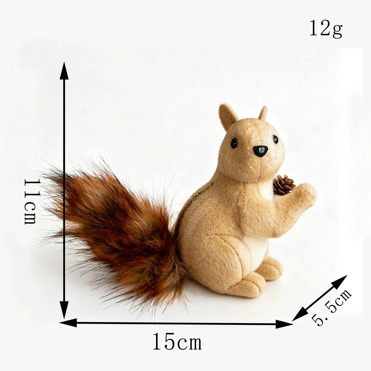 Squirrel Figurine Lifelike Felt & Wood