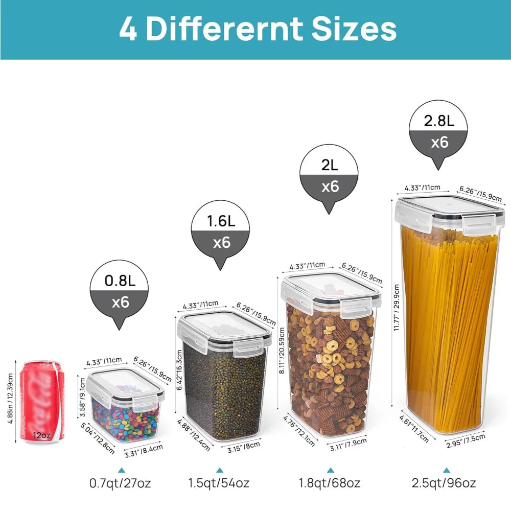 Stackable Container Set Clear Sides & Airtight Clamp Lids