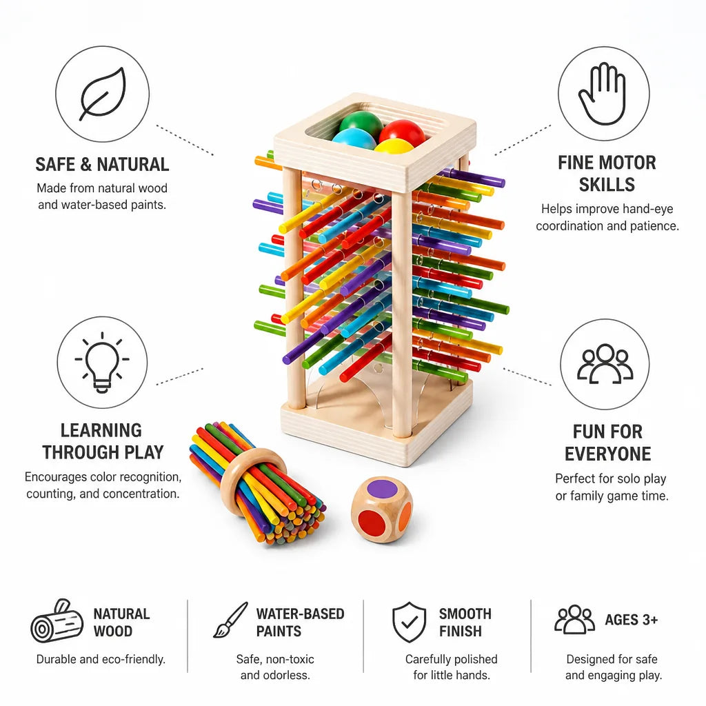 Stacking Tower Natural Wood Fine Motor Skills Ages 3+