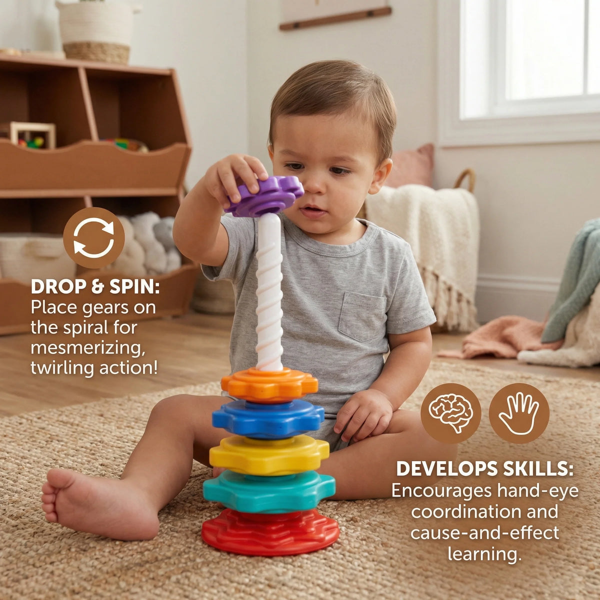 Stacking Tower Spinning Colorful Pieces