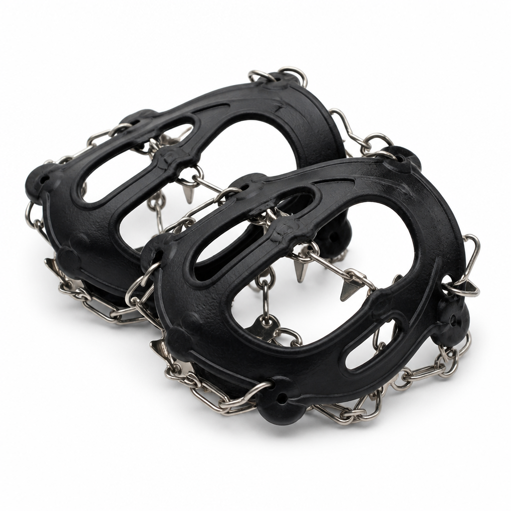 Stainless Steel Spikes & Pull-On Rubber Shoe Traction Cleats (One Size)