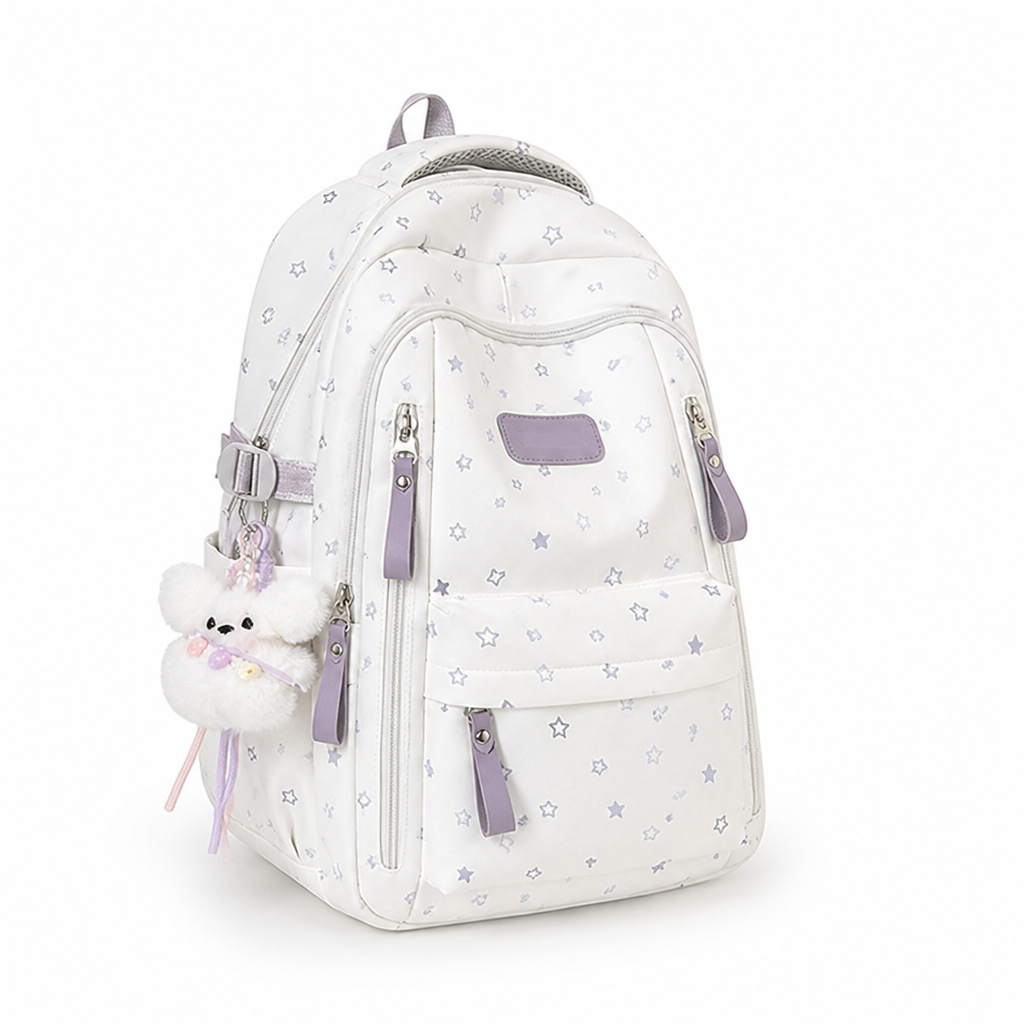 Star-Embellished Multi-Pocket Backpack (Ergonomic Straps)