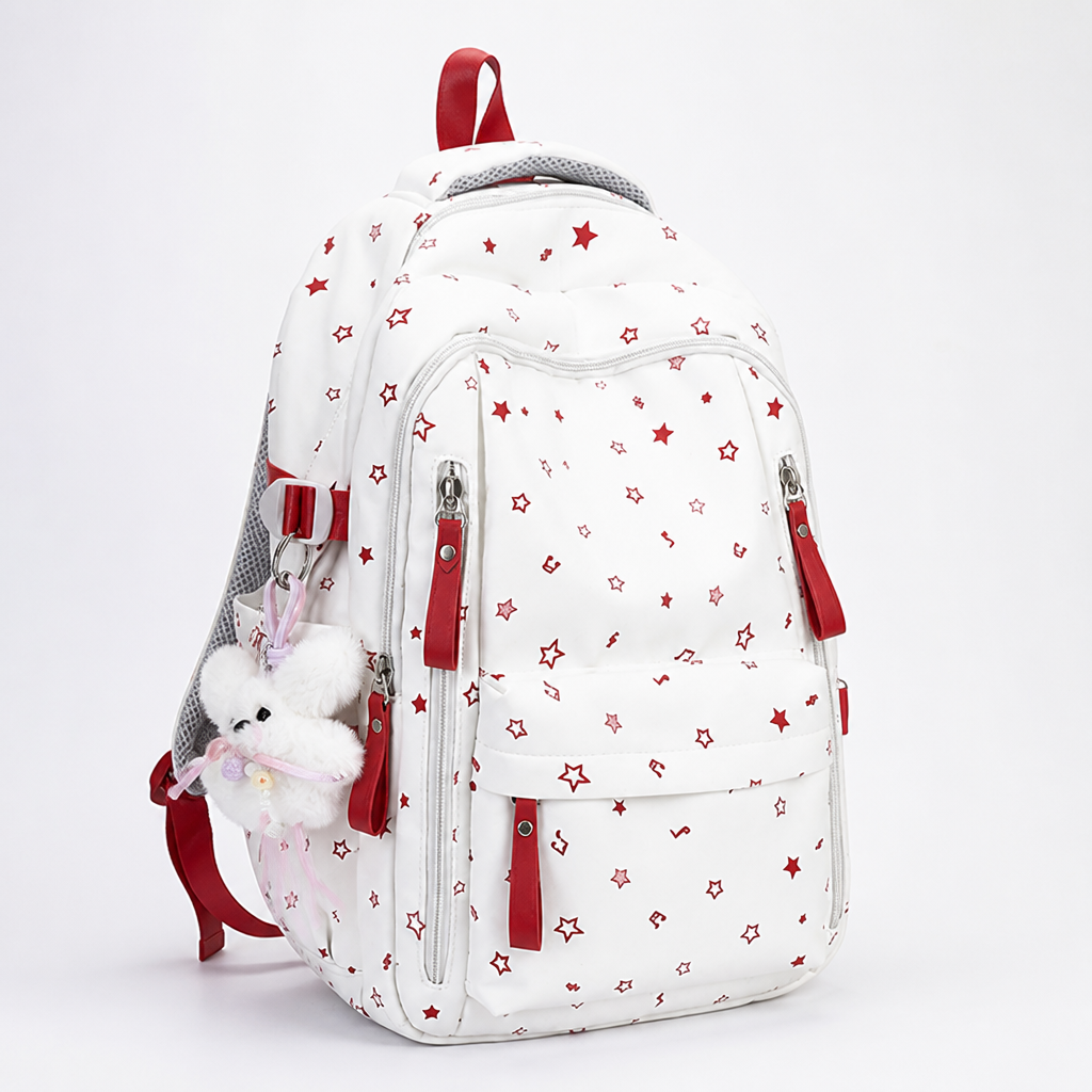 Star-Embellished Multi-Pocket Backpack (Ergonomic Straps)