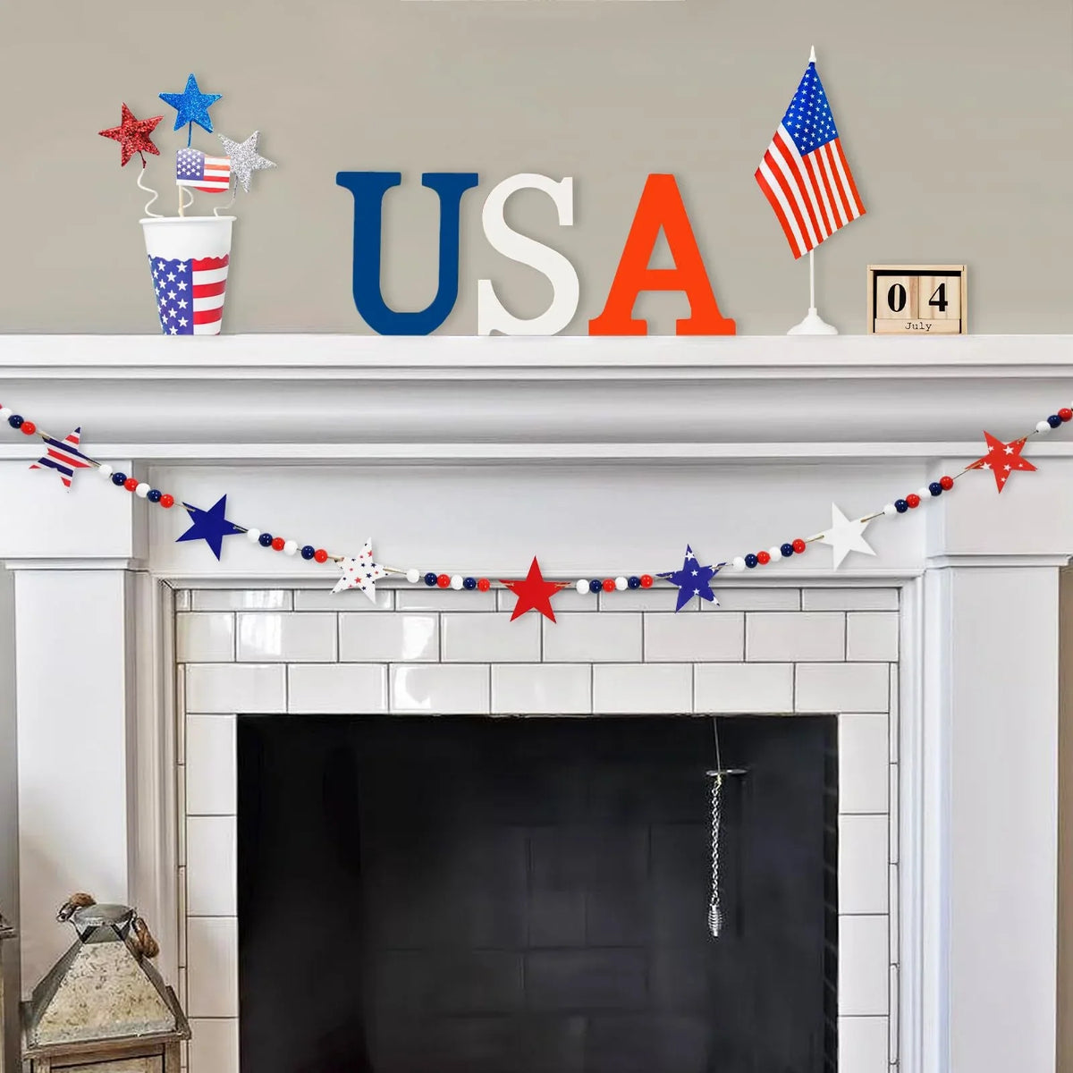 Star Garland Red White & Blue Weather-Resistant